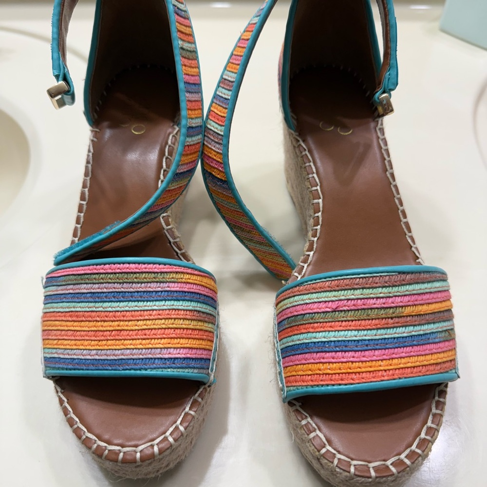 Colorful Striped Wedge Sandals - Franco Sarto New w/o Tags